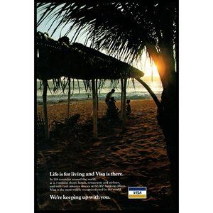 1978 Visa We're Keeping Up With You Vintage Print Ad Seaside Sunset